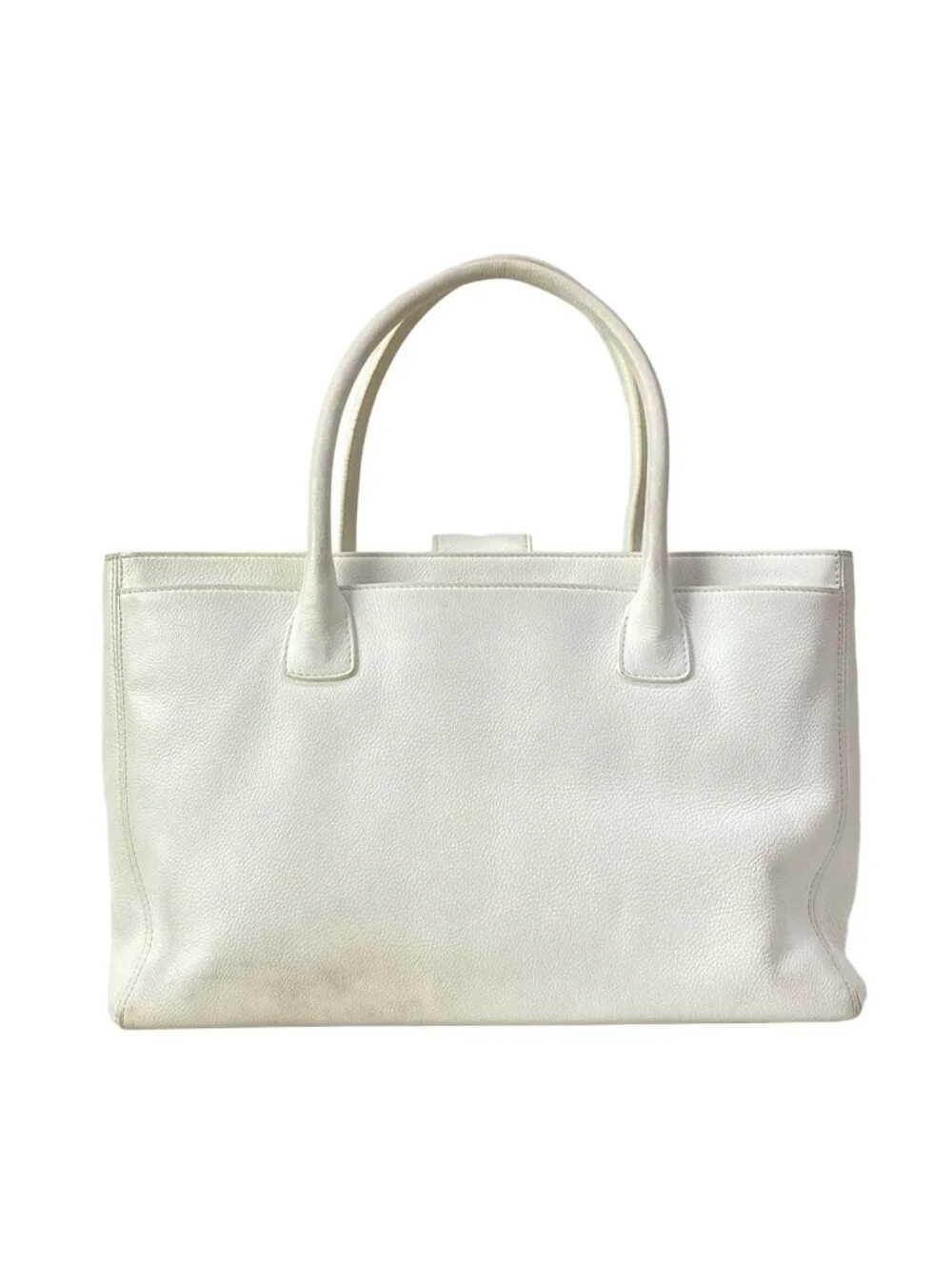 Chanel Tote Executive Line White Silver Leather